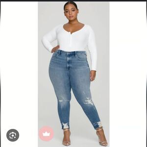 Good American Good Waist Crop chew hem